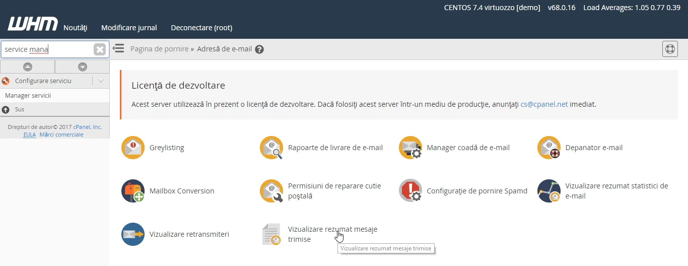 Vizualizare rezumat mesaje trimise