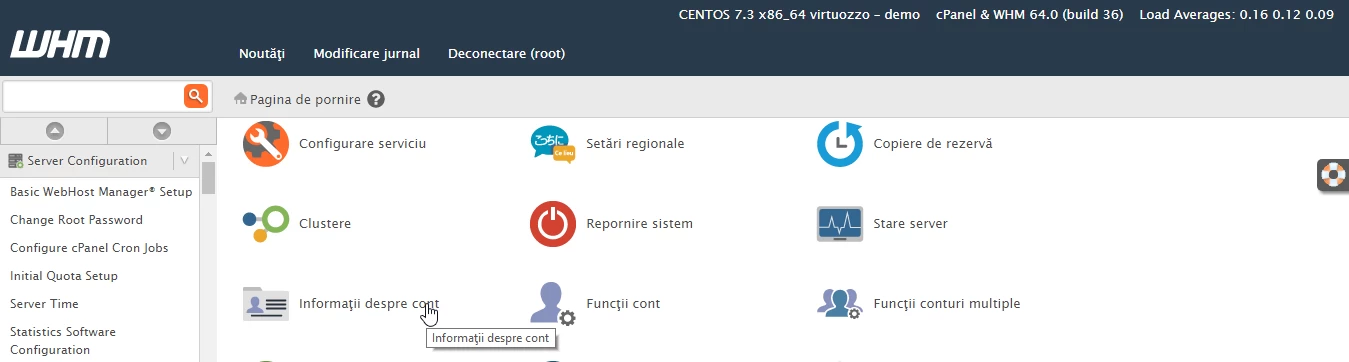 Information about WHM account