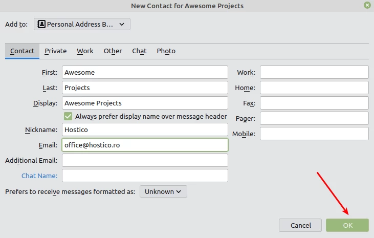 Thunderbird final step